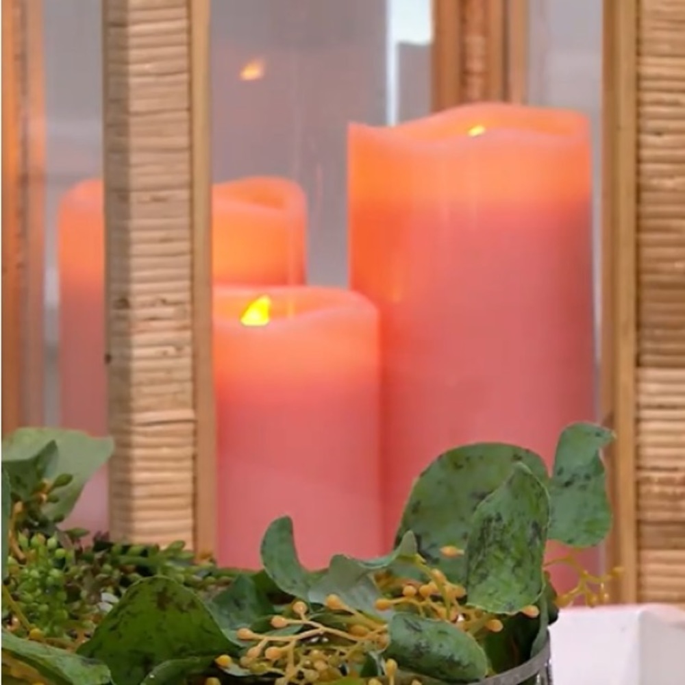 HOME REFLECTIONS Set of 3 Flameless Candles With Remote Control In Coral - Picture 2 of 11